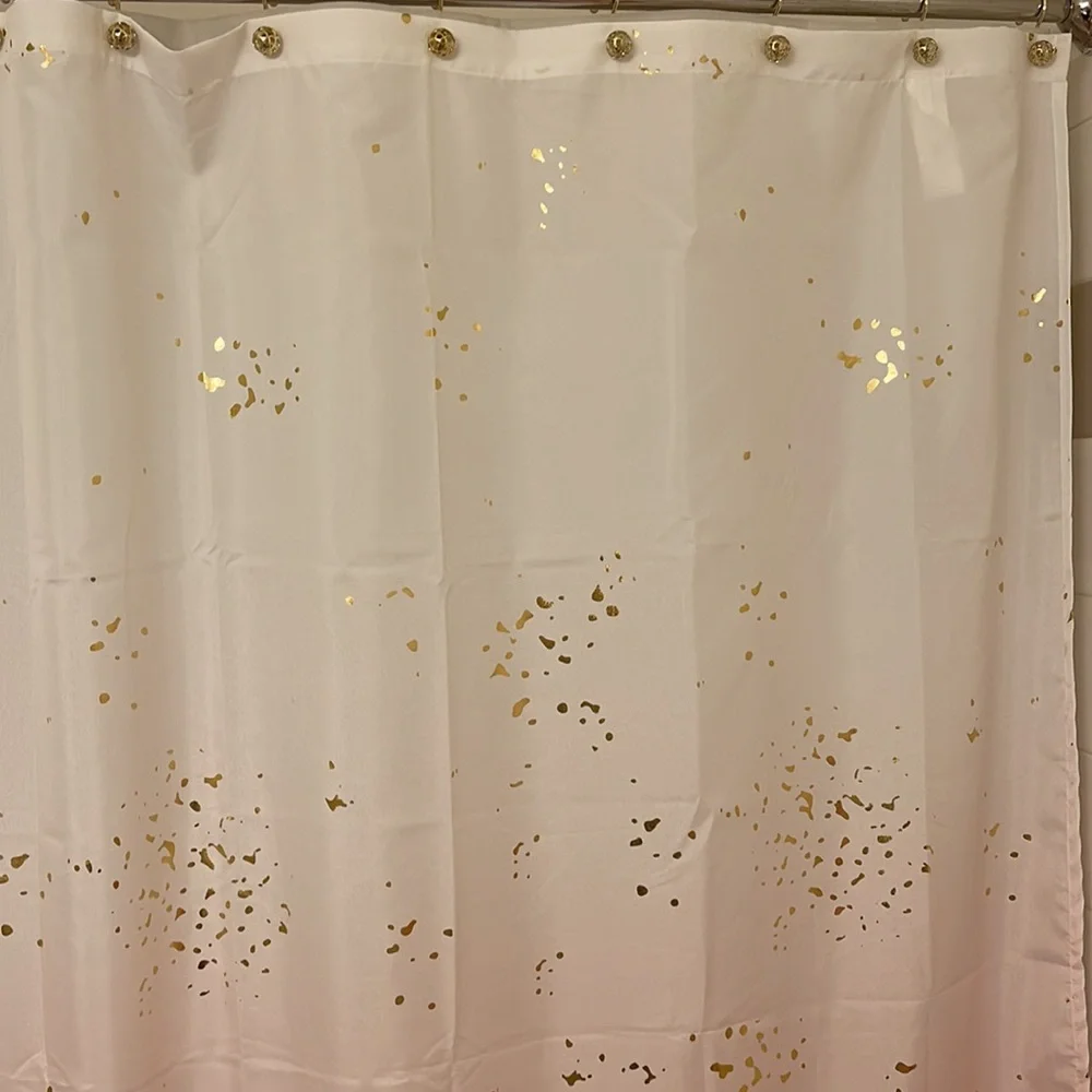 SKL HOME Shower Curtain Size 72 x 70 Color Pink White Gold